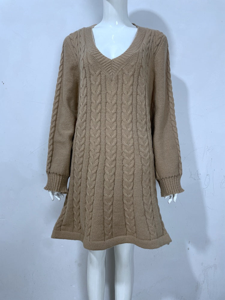 Cable Knit Bodycon Knitted Sweater Dress for Women