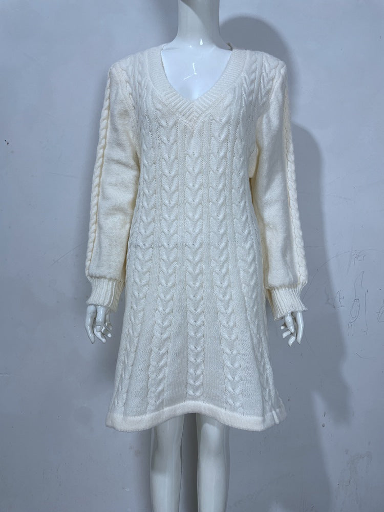 Cable Knit Bodycon Knitted Sweater Dress for Women