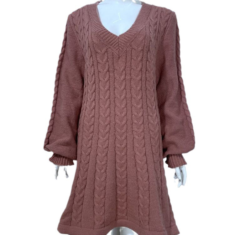 Cable Knit Bodycon Knitted Sweater Dress for Women