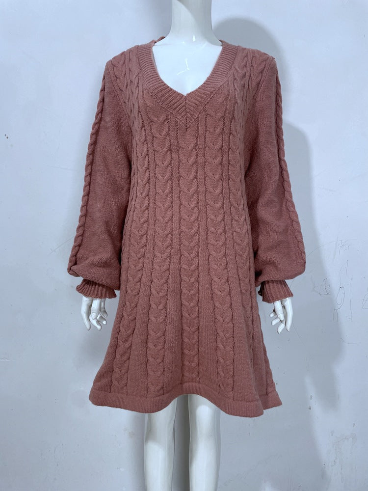 Cable Knit Bodycon Knitted Sweater Dress for Women